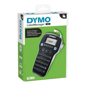 DYMO LabelManager 160 Label Maker | Handheld Label Printer with QWERTY Keyboard | Includes Black & White D1 Label Tape (12mm) | For Home & Office, QWERTY, D1, Thermal transfer, 180 x 180 DPI, 12 mm/sec, Black, Silver