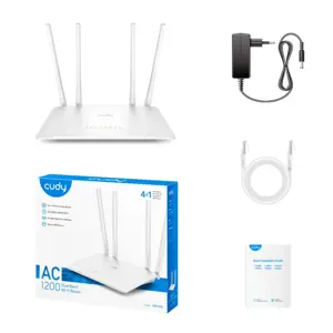 Cudy WR1200 belaidis maršrutizatorius Fast Ethernet Dviejų dažnių (2,4 GHz / 5 GHz) baltas