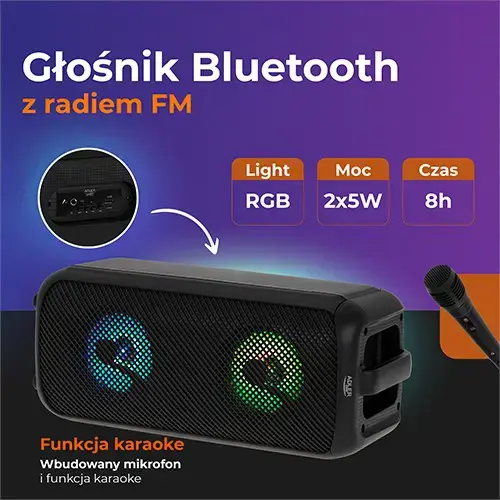 Adler Speaker with radio | AD 1903 | 2x5 W | Bluetooth | Black | Portable | Wireless connection