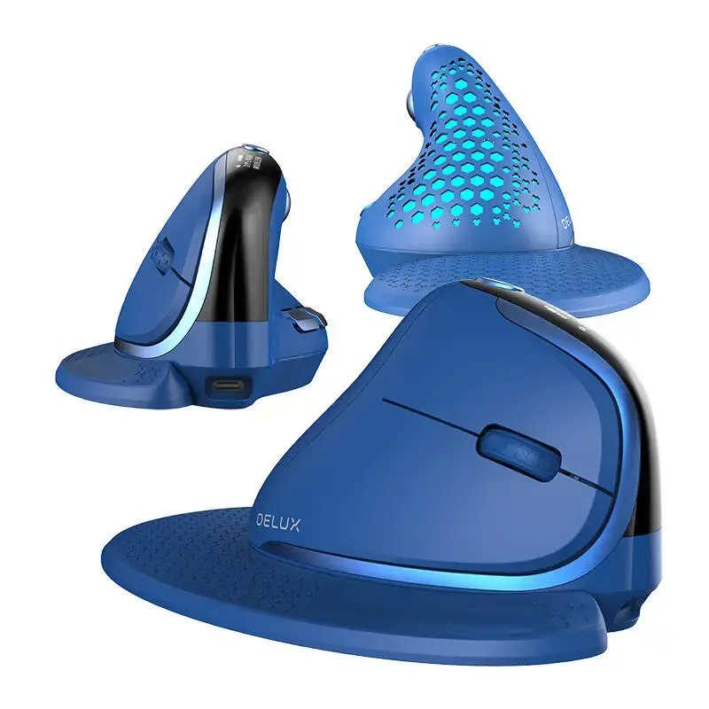 Wireless Ergonomic Mouse Delux M618XSD BT+2.4G RGB (blue)