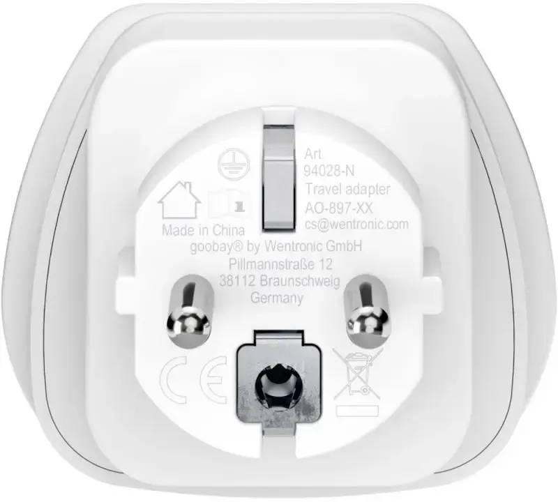 Kelionės adapteris, (JK, JAV, IT, CH, į ES), 94026. Goobay