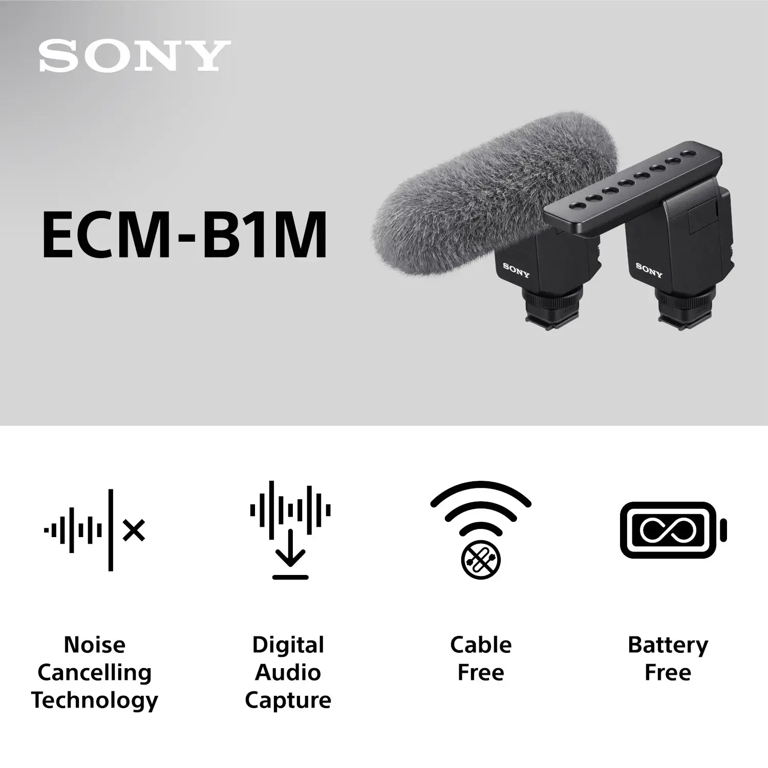 Sony ECM-B1M, juodas, plastikinis, CE, 77,3 g, 1 vnt.