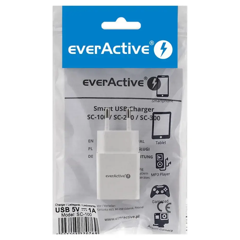 "everActive SC-100" įkroviklis (USB; baltos spalvos)