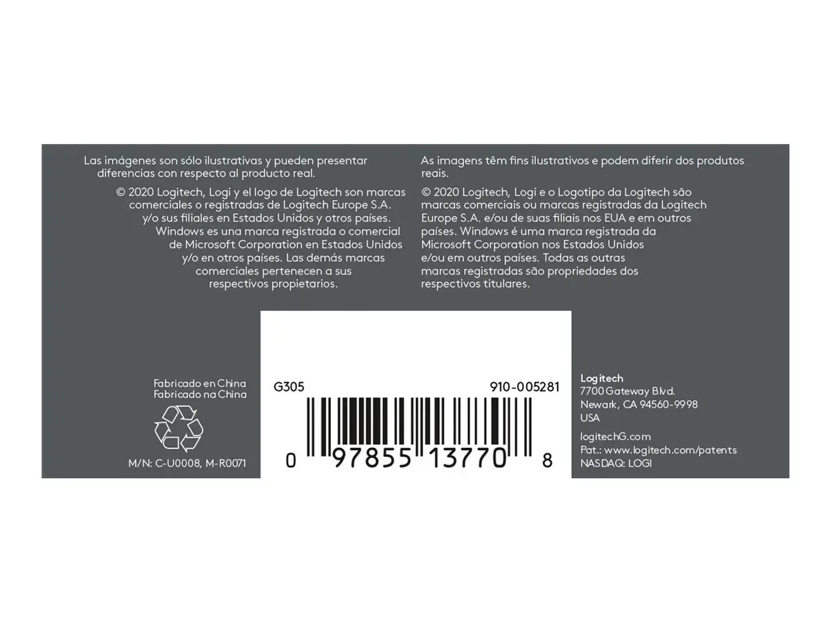 LOGITECH G305 belaidė žaidimų pelė - LIGHTSPEED - BLACK - EWR2