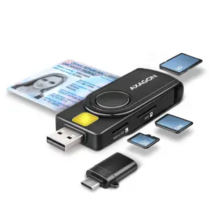 "Axagon Compact travel" USB-A + USB-C kontaktinis išmaniųjų / tapatybės kortelių ir SD / microSD / …