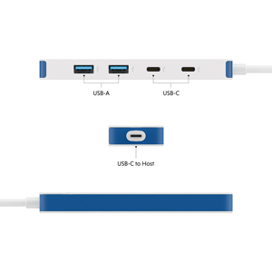 Hyper HyperDrive Flex 4 Port USB-C Combo Hub, White/Blue | HD5200BUGL
