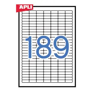 Lipnios etiketės APLI, 25.4 x 10 mm suapvalinti kamp., A4, nuimami, 189 lipdukai lape, 25 lapai, ba…