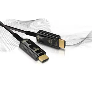 ATEN 10M True 4K HDMI 2.0 aktyvusis optinis kabelis (True 4K@10m), 10 m, A tipo HDMI (standartinis), A tipo HDMI (standartinis), 3D, 18 Gbit/s, juodas