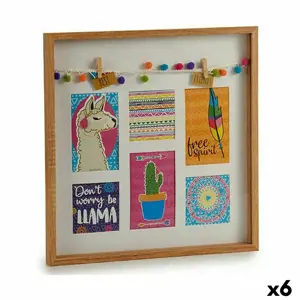 Sieninis nuotraukų rėmelis Kutai Lama Multicolour Wood 40,5 x 3 x 40,5 cm (6 vnt.)