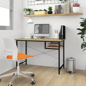 Kompiuterio stalas, juodas/ąžuolo, 105x55x72cm, MDF ir metalas