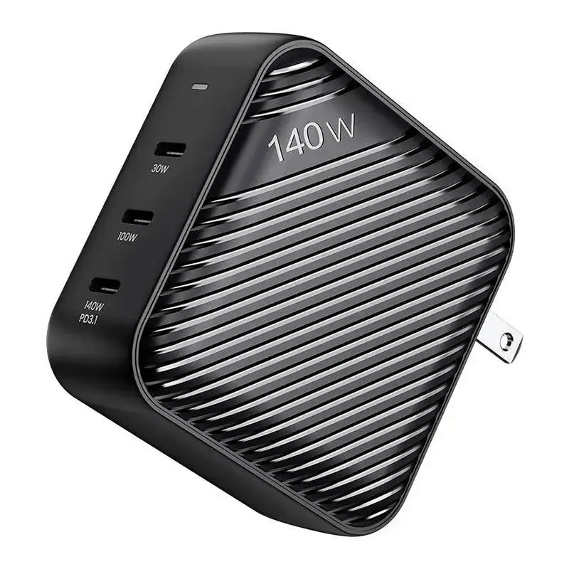 "INVZI GanHub" 3x USB-C tinklo įkroviklis, 140 W, EU/UK/AU/US (juodas)