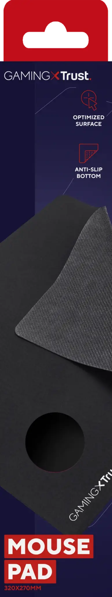 Trust GXT 754, Juodas, Vienspalvis, Neslystantis pagrindas, Žaidimų pelės kilimėlis