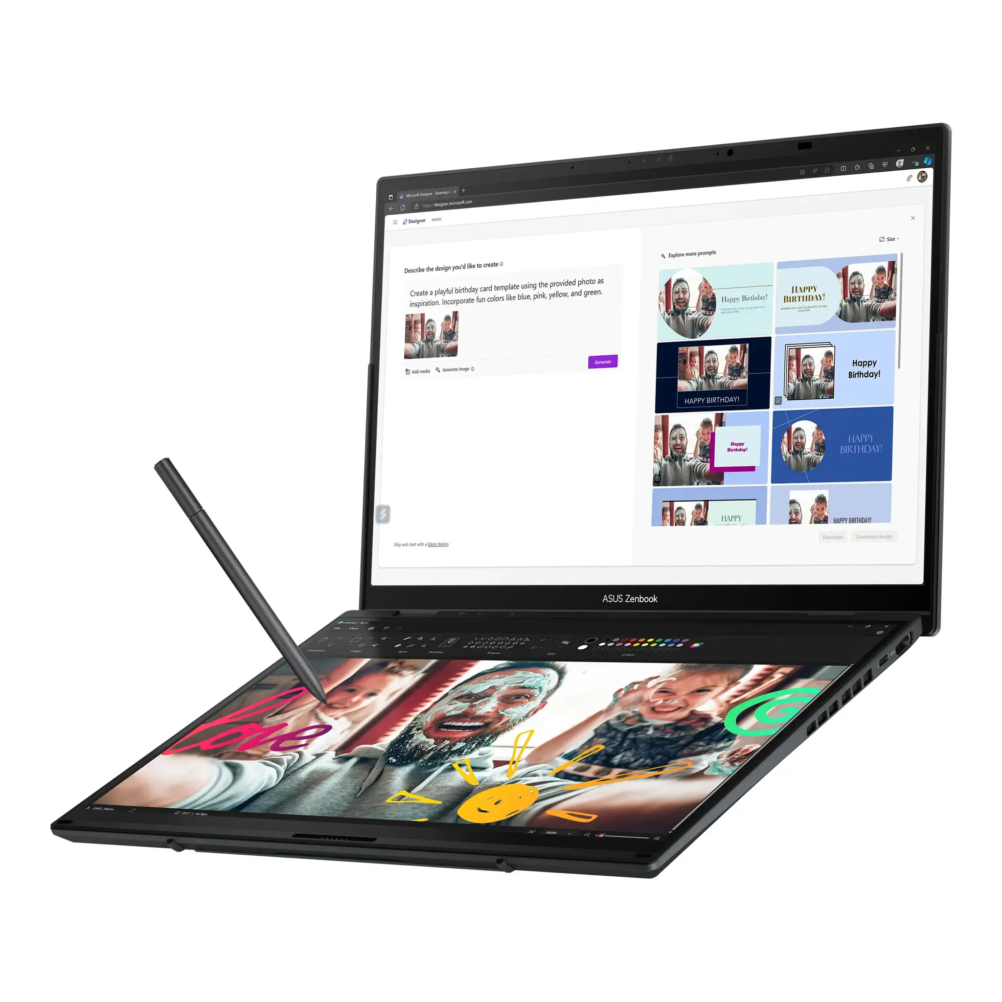 Nešiojamas kompiuteris ASUS Zenbook Duo UX8406CA-QL287W, 255H, 1000 GB, 14 Coliai, Windows 11 Home