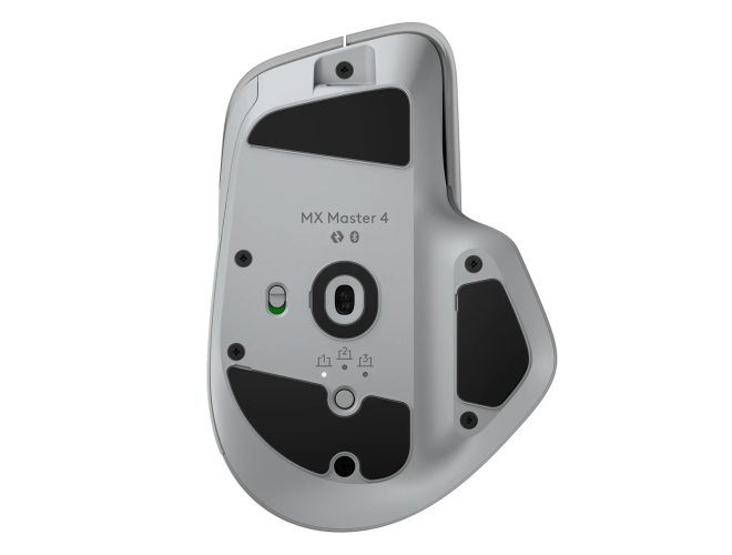 Logitech MX Master 4 Belaidė pelė RF Wireless + Bluetooth, 8000 DPI, Pale Grey