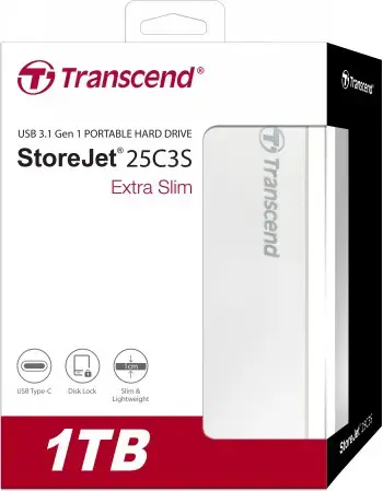 TRANSCEND 1TB 2,5 colio nešiojamasis kietasis diskas StoreJet C3S Aliuminis visas