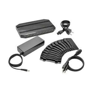 Tripp Lite U280-010-ST-CEE 10-Port USB Charging Station with Adjustable Storage, 12V 8A (96W) USB Charger Output, Schuko Power Cord, Any brand, USB, Black