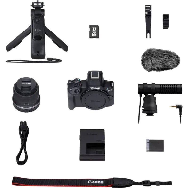 "Canon EOS R50", juoda + RF-S 18-45mm F4.5-6.3 IS STM rinkinys, 24,2 MP, 6000 x 4000 taškų, CMOS, 4K Ultra HD, jutiklinis ekranas, juoda