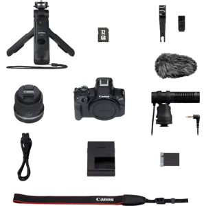 "Canon EOS R50", juoda + RF-S 18-45mm F4.5-6.3 IS STM rinkinys, 24,2 MP, 6000 x 4000 taškų, CMOS, 4K Ultra HD, jutiklinis ekranas, juoda