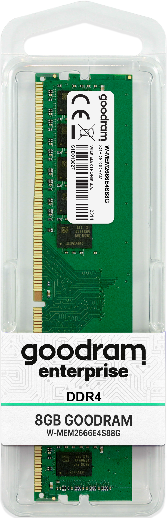 "Goodram W-MEM2666E4S88G", 8 GB, 1 x 8 GB, DDR4, 2666 MHz, 288 kontaktų DIMM