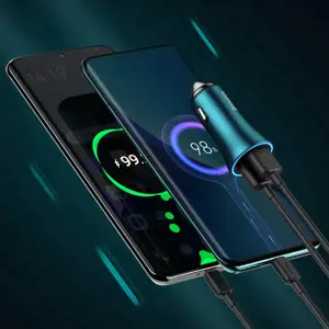 Baseus Golden Contactor Max car charger, 2x USB, 60W (blue)