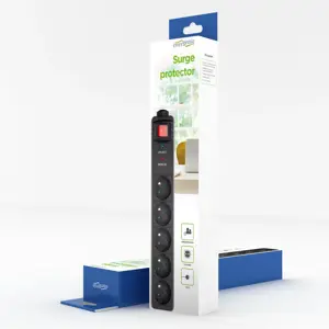 Gembird SPF5-C-10 viršįtampių apsauga Juoda 5 kintamosios srovės lizdai 250 V 3 m