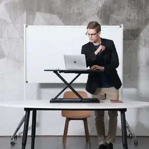 ErgoLine Stalo stovas stovimam/sėdimam darbui, juodas, aliuminis