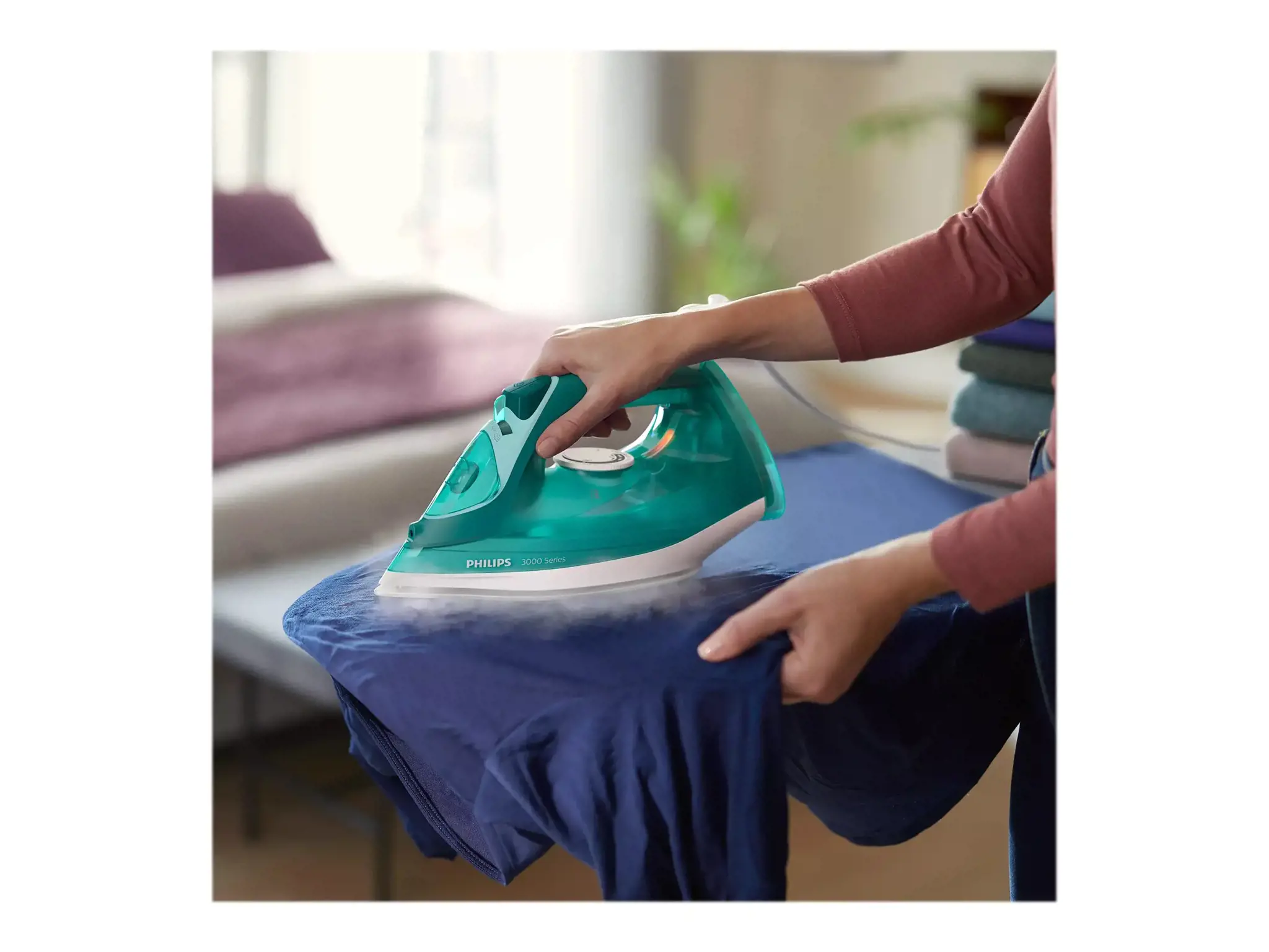 "Philips" 3000 serijos garinis lygintuvas 2400 W, garinis lygintuvas, keraminis padas, 1,9 m, 180 g/min, turkio spalvos, 40 g/min