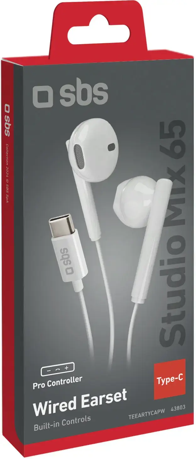 SBS earphones Studio Mix 65c USB-C, white