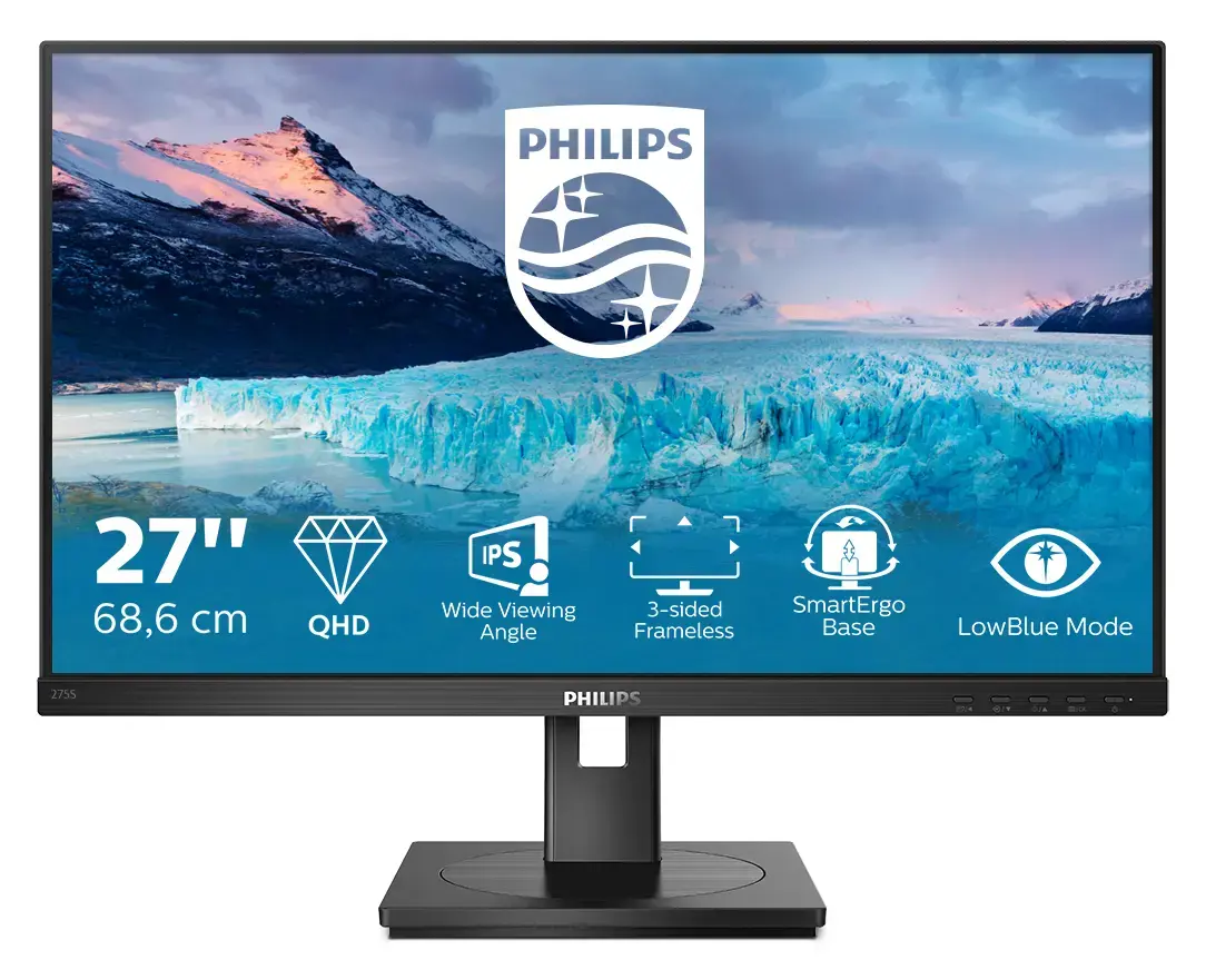 Monitorius Philips S Line 275S1AE/00, 68.6 cm (27"), 2560 x 1440 pixels, 2K Ultra HD, LCD, 4 ms, Black