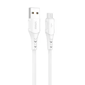 USB-Mikro USB kabelis Vipfan Colorful X12, 3A, 1 m (baltas)
