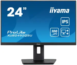 iiyama ProLite XUB2492QSU-B1, 60.5 cm (23.8"), 2560 x 1440 pixels, Wide Quad HD, LED, 1 ms, Black