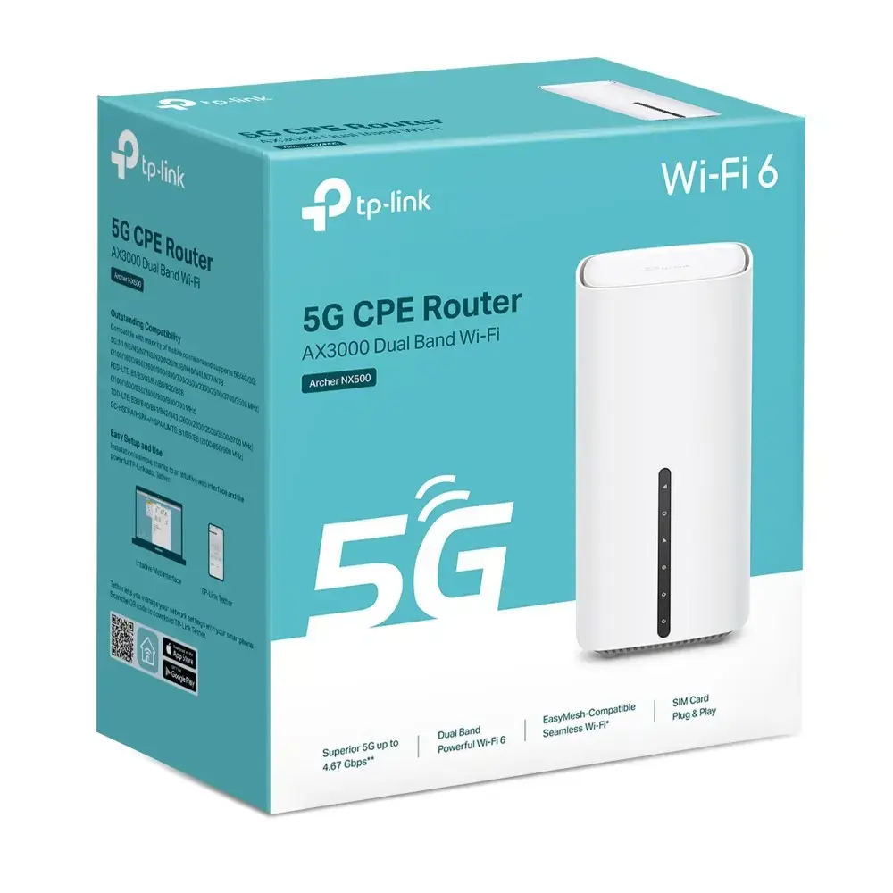 Wireless Router TP-LINK Wireless Router 3000 Mbps Mesh 4G 5G ARCHERNX500