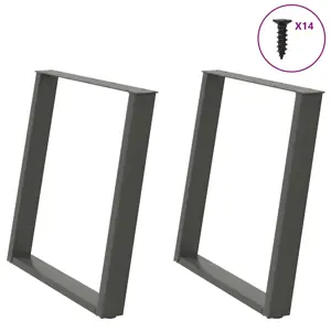 Valgomojo stalo kojos, U formos, 2 vnt., antracito spalvos, 70x(72-73) cm, plienas