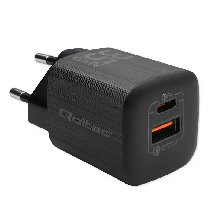 "Qoltec" 50764 mobiliųjų įrenginių įkroviklis Nešiojamasis kompiuteris, nešiojamoji žaidimų konsolė, maitinimo bankas, išmanusis telefonas, išmanusis laikrodis, planšetinis kompiuteris Juodas kintamosios srovės greitasis įkrovimas Vidinis