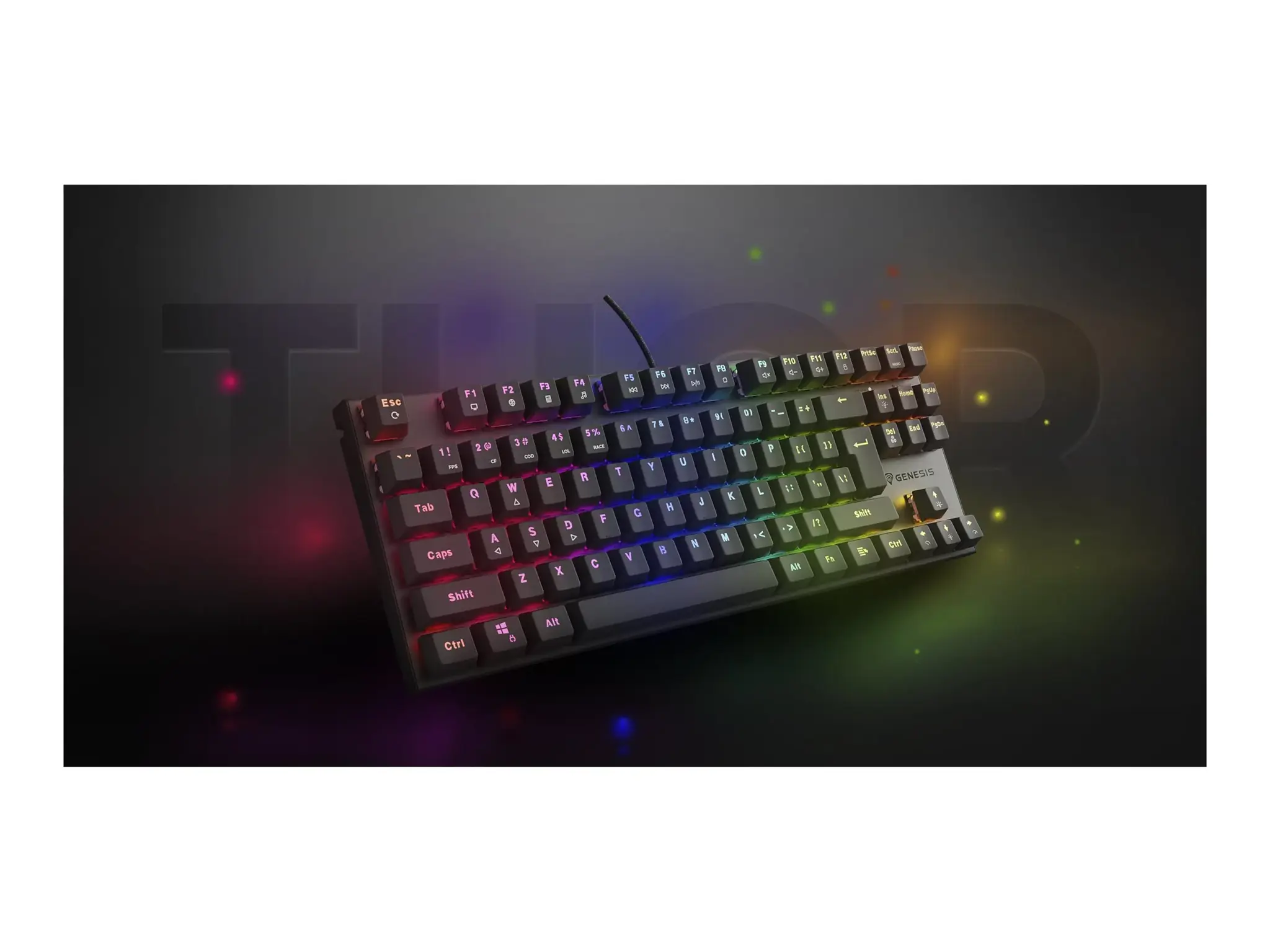 Genesis | THOR 303 | Mechanical Gaming Keyboard | Wired | US | Outemu Peach Silent | Black