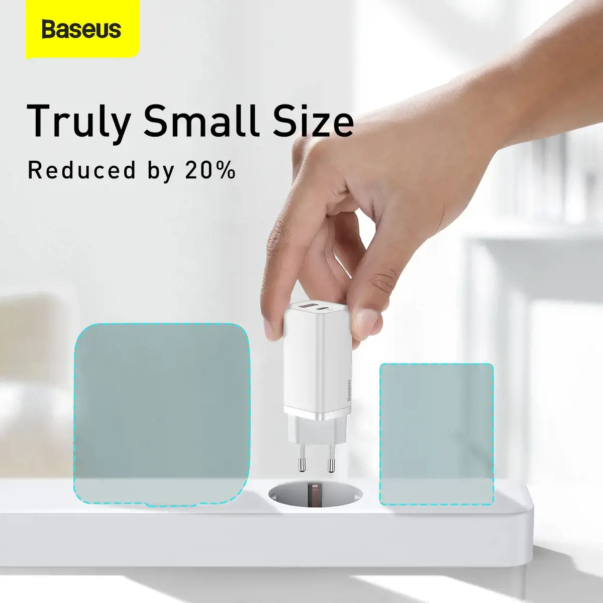 "Baseus GaN2 Lite" greitasis kelioninis įkroviklis USB+C 65W EU White (baltas)