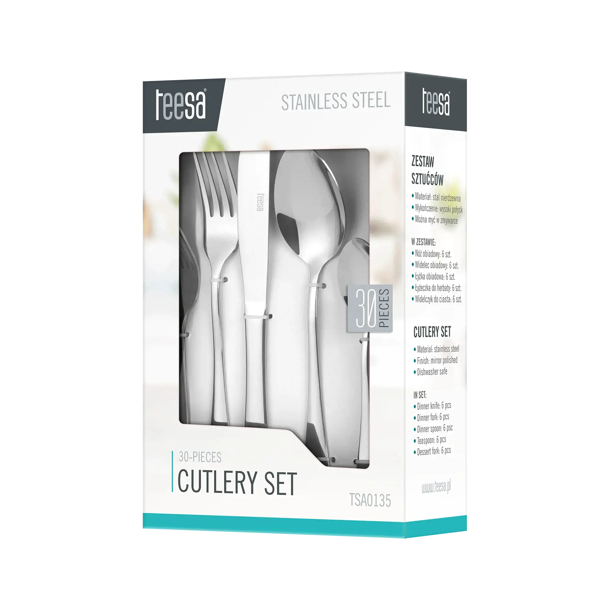 TEESA TSA0135 stalo įrankių rinkinys, 30vnt