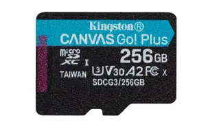 KINGSTON 256GB microSDXC Canvas Go Plus 170R A2 U3 V30 vienkartinė pakuotė be ADP