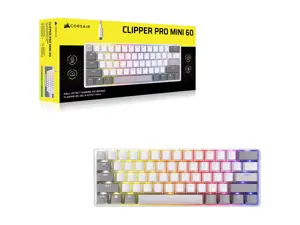 CORSAIR CLIPPER PRO MINI 60 Hall Effect Gaming Keyboard, Backlit RGB LED, CORSAIR MGX Core, White ,…