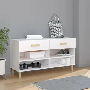 Spintelė batams, baltos spalvos, 102x35x55cm, apdirbta mediena