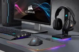 CORSAIR Gaming ST100 RGB "Premium" ausinių stovas su 7.1 erdviniu garsu ES versija