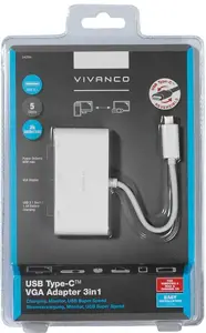 "Vivanco" USB-C - VGA 3in1 adapteris, baltas (34294)