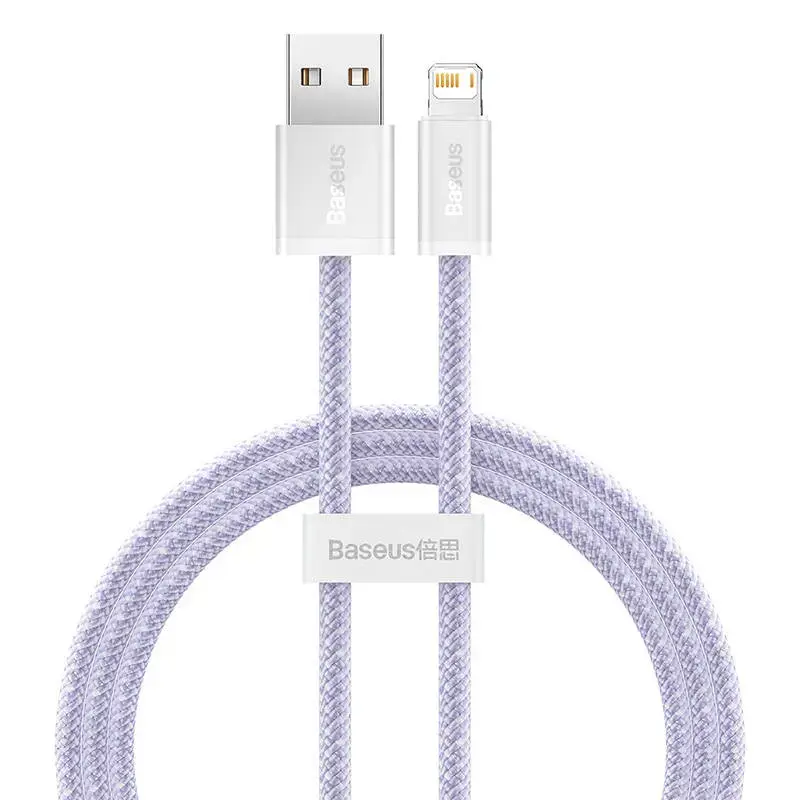 USB ir "Lightning" laidas "Baseus Dynamic 2", 2,4 A, 1 m (violetinis)