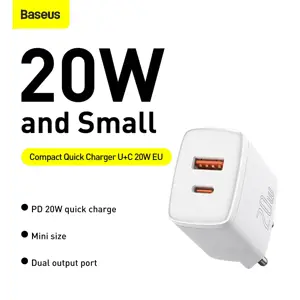 Baseus Compact quick charger USB Type C | USB 20 W 3 A Power Delivery Quick Charge 3.0 white (CCXJ-B02)