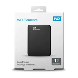 External HDD WESTERN DIGITAL Elements Portable 1TB USB 3.0 Colour Black WDBUZG0010BBK-WESN