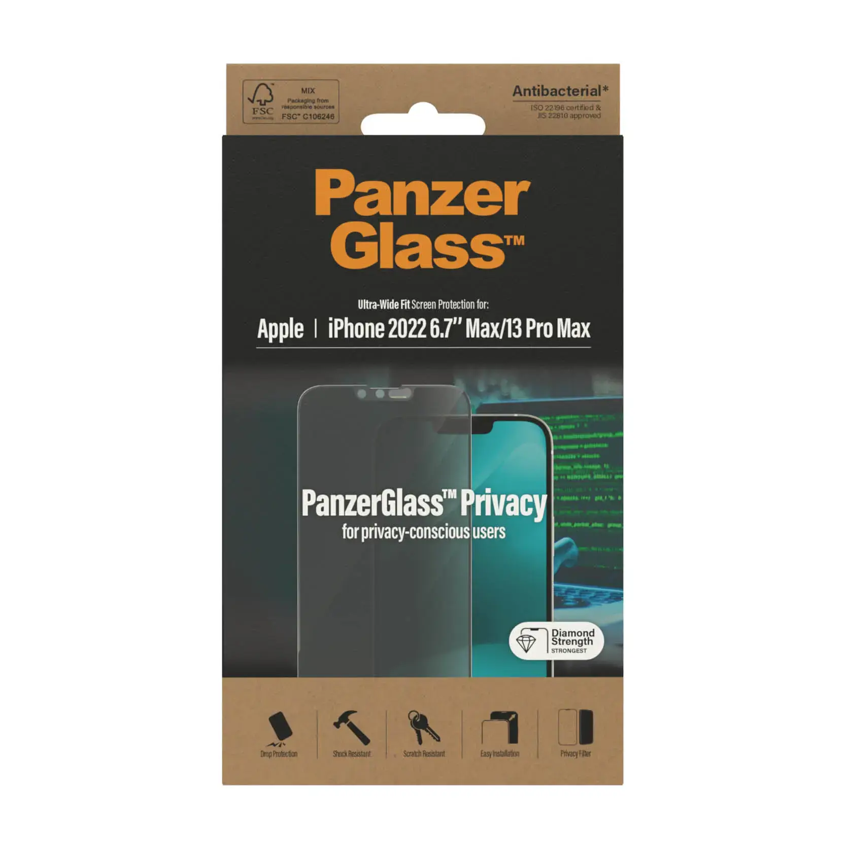 PanzerGlass Ultra-Wide Fit Privacy tempered glass for iPhone 14 Plus | 13 Pro Max