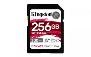 KINGSTON 256 GB "Canvas React Plus SDXC UHS-II 300R/260W U3 V90", skirtas "Full HD/4K/8K