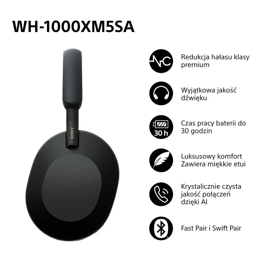 SONY WH-1000XM5SA BLACK WIRELESS HEADPHONES