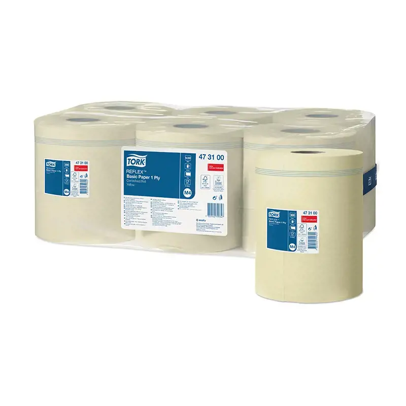 Šluostymo popierius TORK Reflex Basic M4 1-sl., 20,5 x 35 cm, 300 m/rul., geltona sp., 473100