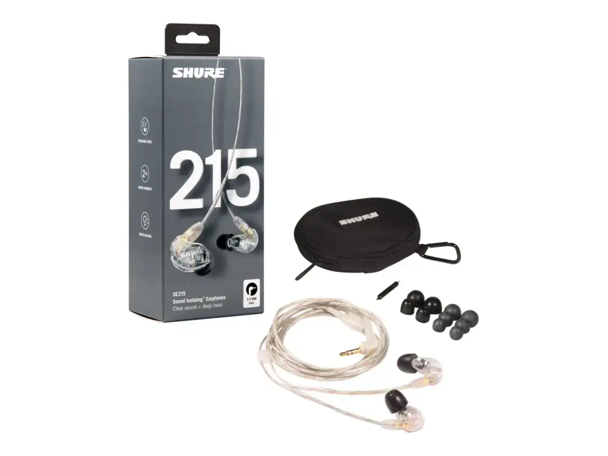 "Shure SE215" ausinės, skaidrios